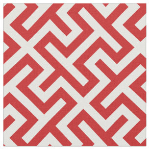 Chic red and white abstract geometric pattern fabric