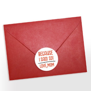 Chic Red And White Boss Mum Funny Saying Typo  Classic Round Sticker