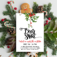 Chic Red And White Dear Santa Mistletoe Watercolor