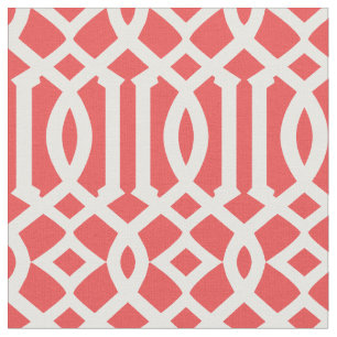Chic Red and White Trellis Lattice Pattern Fabric