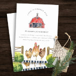 Chic Red Barn Chicken Farm Watercolor Birthday Invitation<br><div class="desc">A Cute Chicken Farm Theme Kids Collection.- it's an Elegant Simple Minimal watercolor Illustration of chicken farm with pretty red barn, perfect for your little ones farm theme birthday party. It’s very easy to customise, with your personal details. If you need any other matching product or customisation, kindly message via...</div>