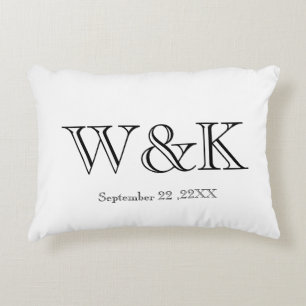 Chic red black monogram wedding keepsake  decorative cushion