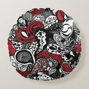 Chic Red & Black Paisley Pillow