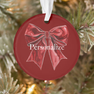 Chic Red Bow Personalised Ornament