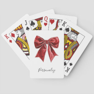 Chic Red Bow Personalised Playing Cards
