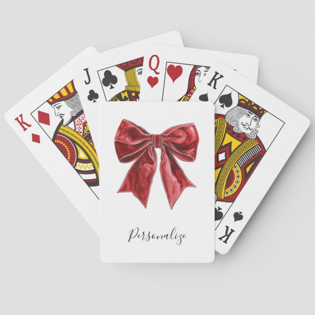 Chic Red Bow Personalised Playing Cards (Back)