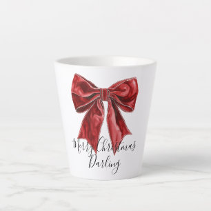 Chic Red Bow Personalized Christmas Latte Mug