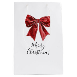 Chic Red Bows Christmas Medium Gift Bag