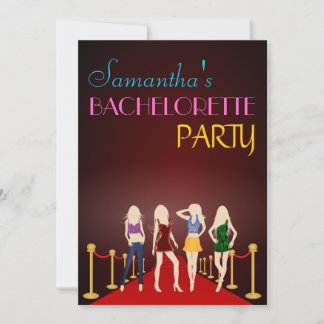 Chic Red Carpet Maroon Bachelorette Party Invites