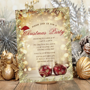 Chic Red Christmas Balle,Stars Christmas Company Invitation