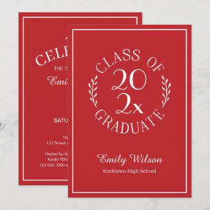 Chic Red Class Of 2026 Graduation Party Invitation