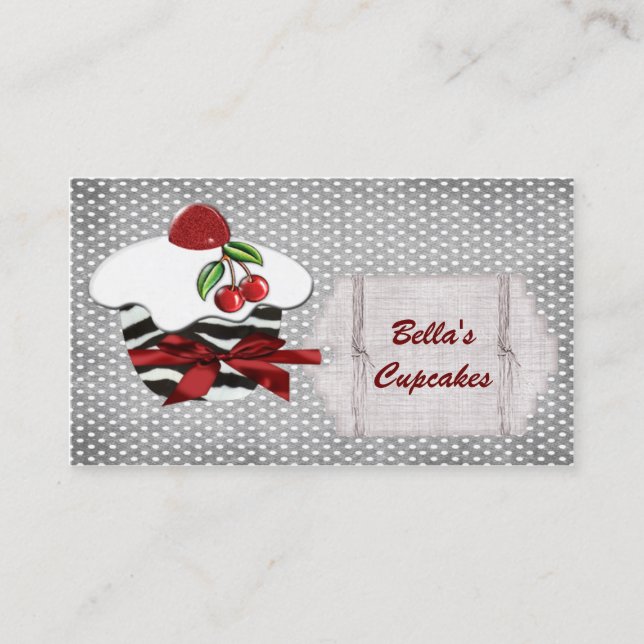 chic red cupcake business Cards (Front)