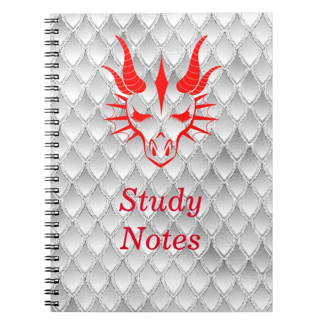 Chic Red Dragon Head & White Dragon Scales Notebook (Front)