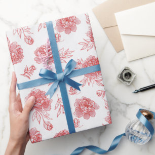 Chic Red Flowers Wedding Wrapping Paper