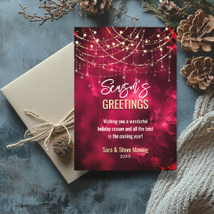 Chic red glitter light Christmas new year greetins Card