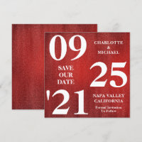 Chic Red Glitter Sparkle Modern Save The Date