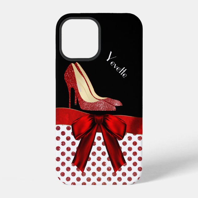 Chic Red Glitter Stilettos iPhone Case (Back)