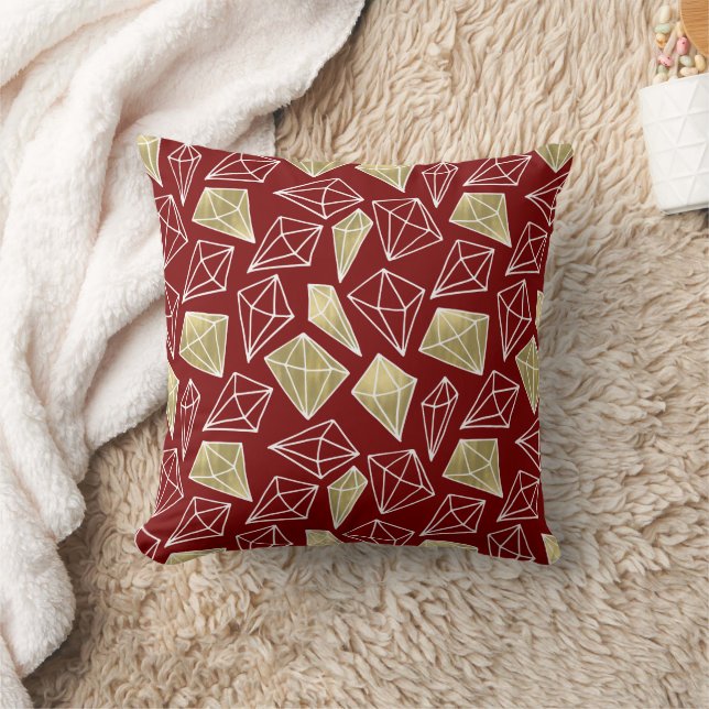 Chic Red Gold Diamonds Christmas Cushion (Blanket)