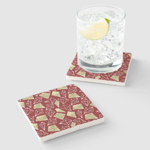 Chic Red Gold Diamonds Christmas Stone Coaster