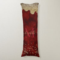 Chic red gold drippings glitter monogram