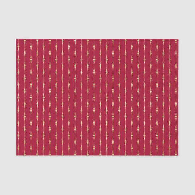 Chic Red Gold Stripes Tissue Paper (Front)