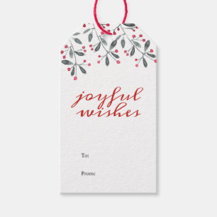 Chic Red & Green Christmas Holly Leaves Gift Tags