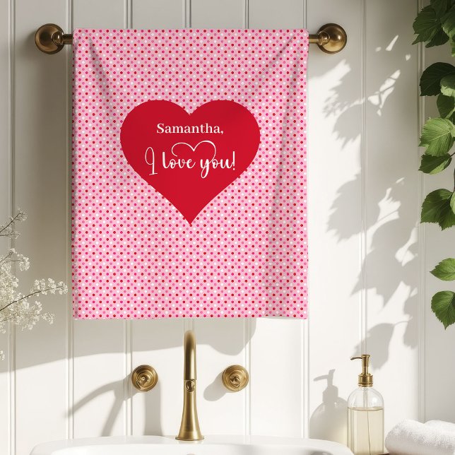 Chic Red Hearts Valentine Gift for Wife Bath Towel (Chic Red Hearts Valentine Gift for Wife Bath Towel)