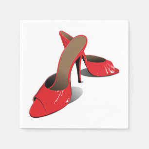 Chic Red High Heels Glamourous Stiletto Fashion Napkin