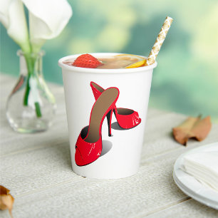 Chic Red High Heels Glamourous Stiletto Fashion  Paper Cups