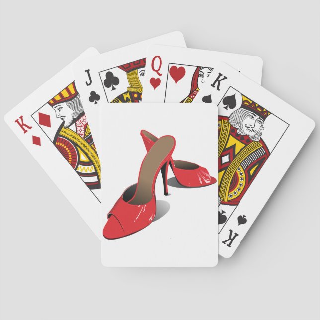 Chic Red High Heels Glamourous Stiletto Fashion  Playing Cards (Back)