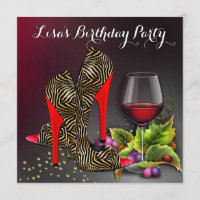 Chic Red High Heels Red Wine Birthday Party