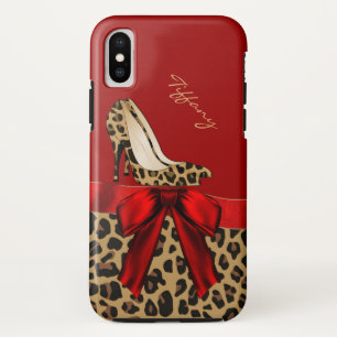 Chic Red & Jaguar Print iPhone X Case