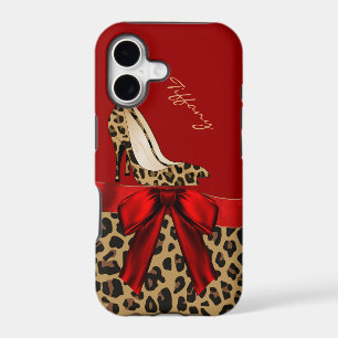 Chic Red & Jaguar Print iPhone X Case