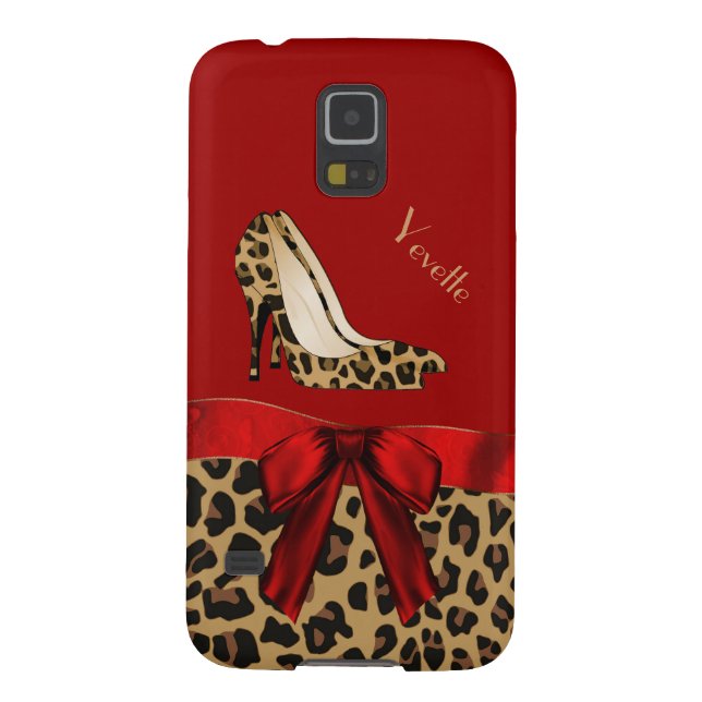 Chic Red & Jaguar Print Samsung Galaxy Nexus Case Case For Galaxy S5 (Back)