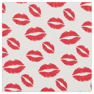 Chic Red Kisses Lips Pattern Fabric