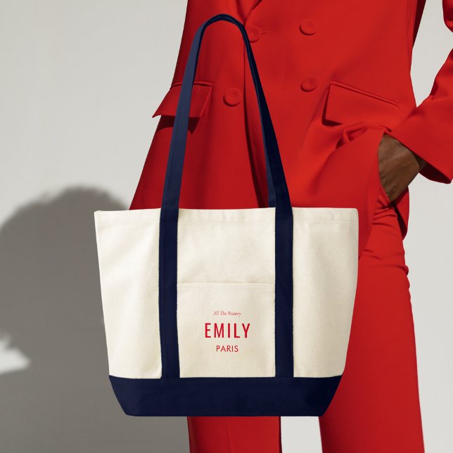 Chic Red Navy Beauty / Fashion Branded Promotional Tote Bag (Creator Uploaded)