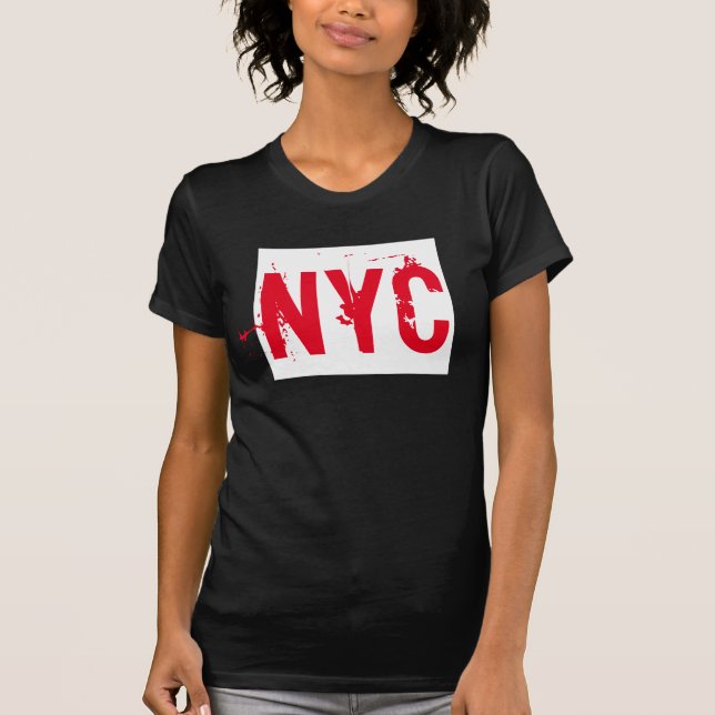 Chic Red on Black New York City Shirt, Trendy NYC T-Shirt (Front)