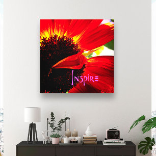 Chic Red Orange Daisy Close-up Photo “Inspire” Canvas Print