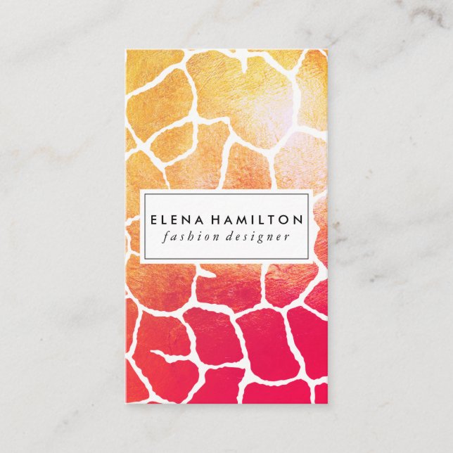 Chic Red Orange Pattern Business Card (Front)