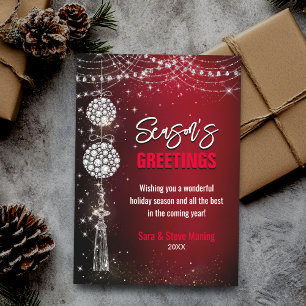Chic red ornaments Christmas new year greeting Card