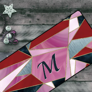 Chic red pink grey abstract geometric desk mat
