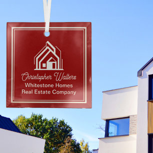 Chic Red Real Estate Company Custom Realtor Glass Tree Decoration