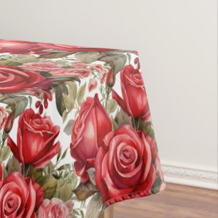 Chic Red Roses Tablecloth