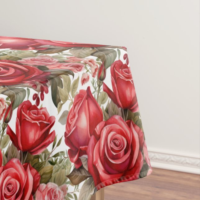 Chic Red Roses Tablecloth (In Situ)