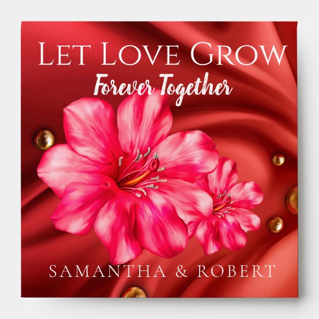 Chic Red Rosy Roses Wedding Bridal Favour Seeds  Envelope (Front)
