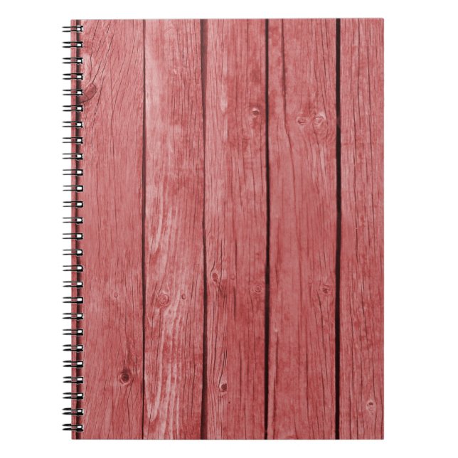 Chic Red Rustic Wood Spiral Notebook (Front)