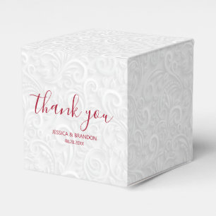 Chic Red Script Wedding Thank You Favour Box