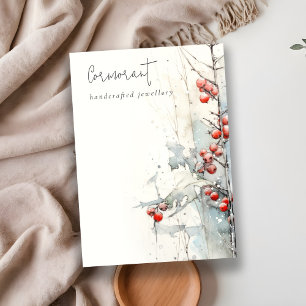 Chic Red Snow Winter Berries Blank Jewellery Holde Business Card
