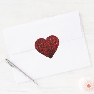 Chic Red Tinsel Stripes Heart Sticker