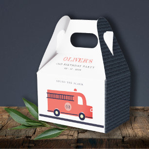 Chic Red Truck Fire Truck Engine Any Age Birthday Favour Box